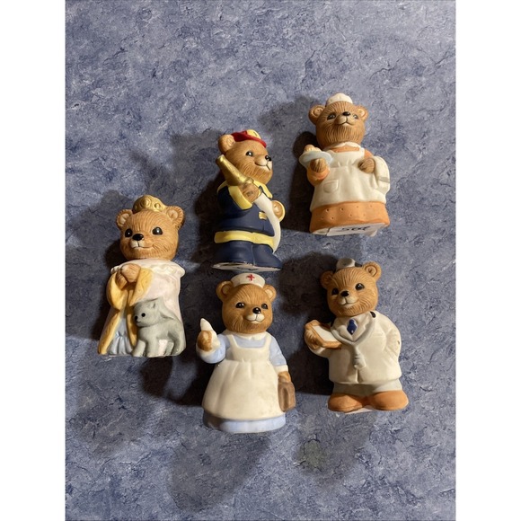 HOMCO home interiors Fire, doctor, nurse Maid bears Set Of 5 - Picture 2 of 7